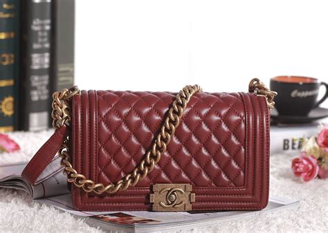 burgundy chanel le boy bag